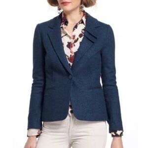 Anthropologie Elevenses Teal Wool Blend Blazer Size 10 Business Office Career